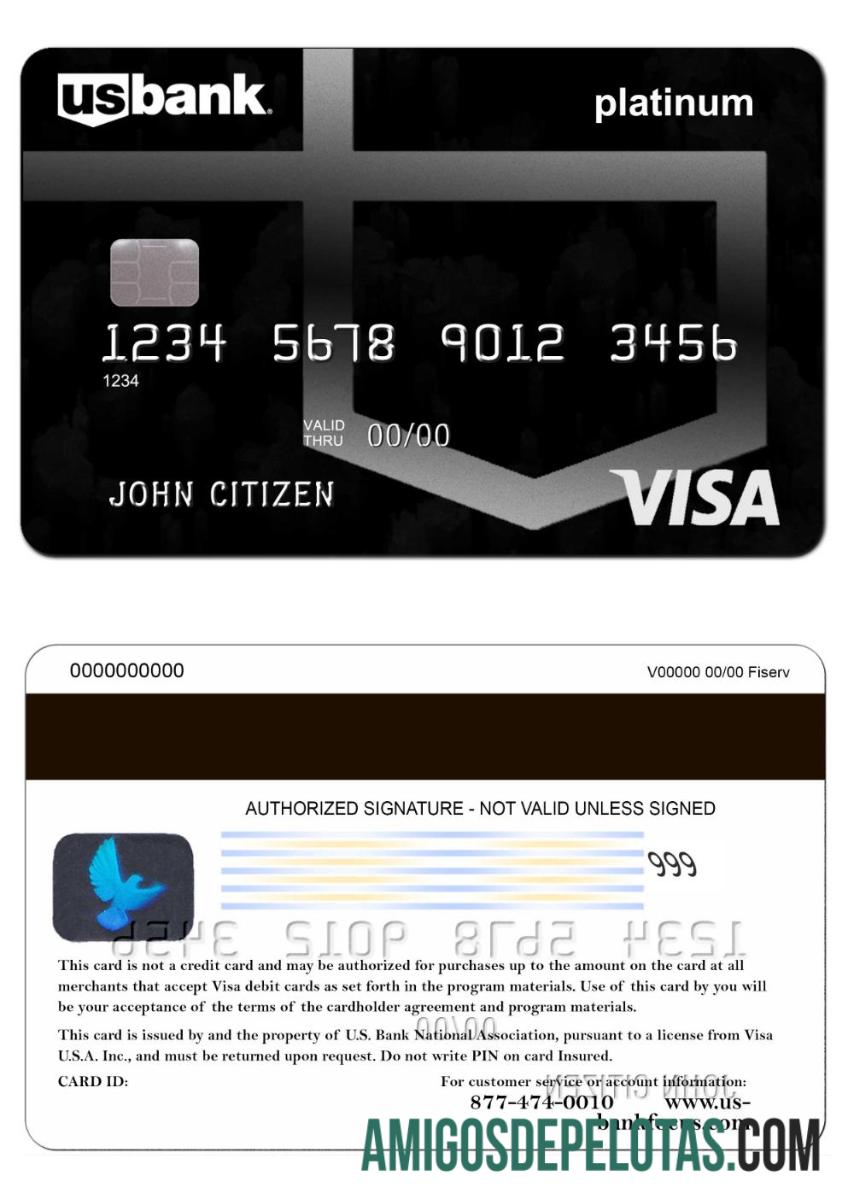 Cartão Visa Platinum dos EUA amostra